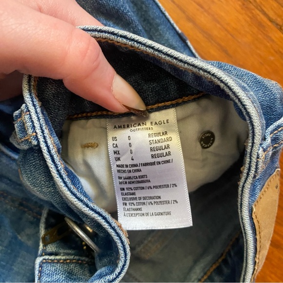 American Eagle Outfitters Blue Denim Distressed Mini Skirt - Picture 4 of 9